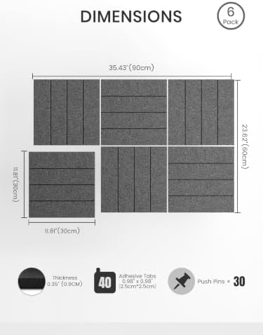 Bumusty 36" x 24" Large Cork Board Alternative, Charcoal Gray - Image 2