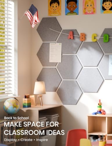 Fluxynara 8-Pack Hexagon Felt Bulletin Board Tiles, Soft Gray-1 - Image 5