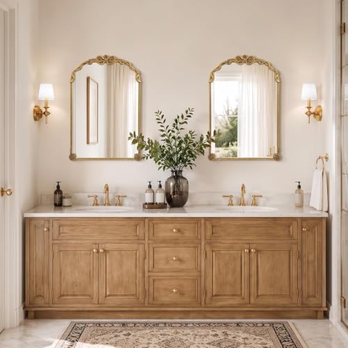 Besdomus Large Vintage Gold Mirror: 24"x36" French Baroque Arch Bow Mirrors - Image 6