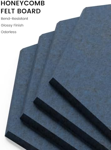 Fluxynara 12-Pack Hexagon Felt Bulletin Board Tiles, Carbon Blue-1 - Image 3