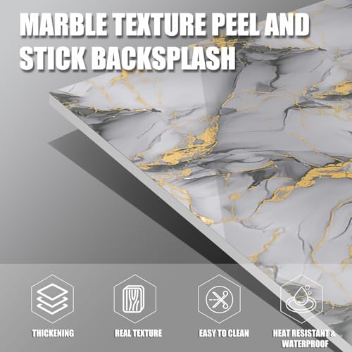 Marble Peel and Stick Backsplash 23.6 x11.8 in - Image 3