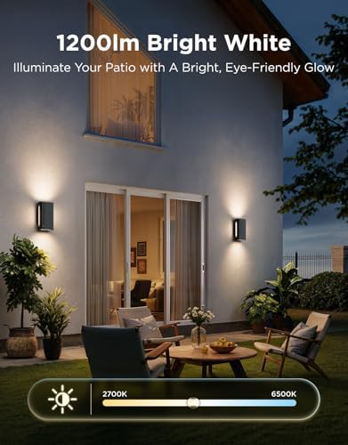 Govee Outdoor UpDown Wall Light, 2 Pack, 1200LM RGBICWW Smart Porch Lights - Image 5