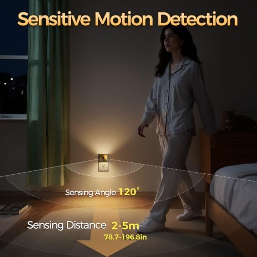 DORESshop LED Plug in Night Light, Motion Sensor Dusk to Dawn Night Light - Image 2