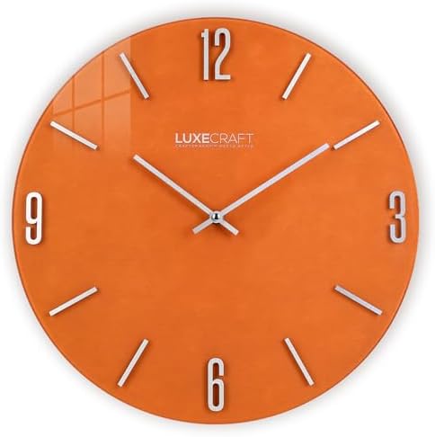 16 Inch Silent Non-Ticking Modern 3D Wall Clock Terracotta Clay, Glass Face by Unknown