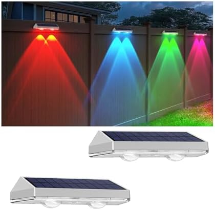LIANGLOME 2 Pack Solar Fence Lights Outdoor, 2PK Solar Outdoor Light Warm White by LIANGLOME