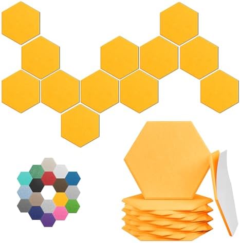 Hexagon Acoustic Panels, 12 Pack Self-Adhesive Sound Panels by UNECHOACOUSTIC