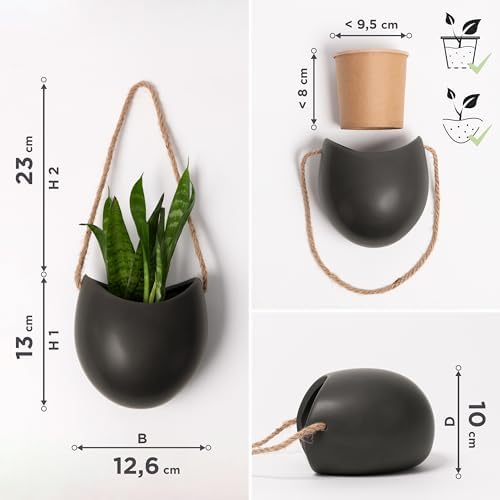 Kazai. Wall Planters -Ellie- | Hanging Ceramic Plant Pots 3 Pieces | Wall - Image 5
