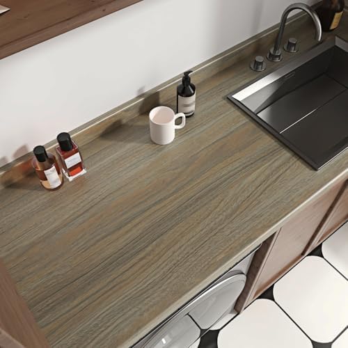 Taupe Grey Wood Countertop Peel and Stick Natural Wood Contact Paper Grey Brown by Yullpaper