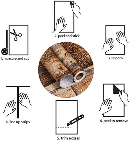 WENMER 17.71" x 394" Brown Wood Peel and Stick Wallpaper Shiplap Self Adhesive - Image 6