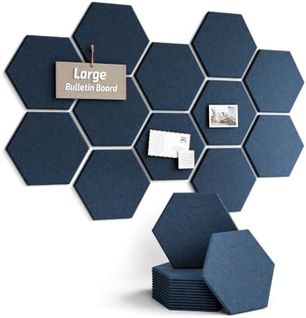 Fluxynara 12-Pack Hexagon Felt Bulletin Board Tiles, Carbon Blue-1 by FLUXYNARA