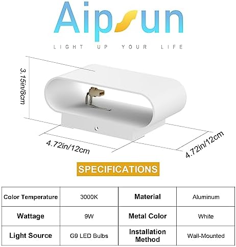 Aipsun Modern LED Wall Sconces Hardwired Interior Wall Lights Set of 2 Indoor - Image 6