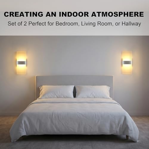 12W Modern LED Wall Sconces 4-Pack, 3000K Warm Light - Image 2