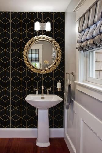 Safiyya 393" x 17.3" Gold and Black Wallpaper Geometric Peel and Stick - Image 3