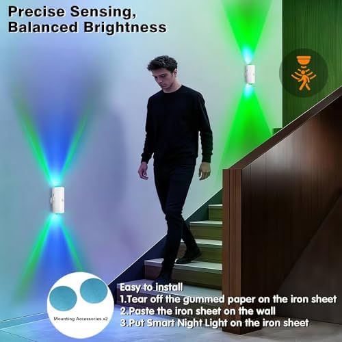 Rechargeable Motion Sensor Light Indoor, Magnetic RGB Wall Sconces 2 Pack - Image 2