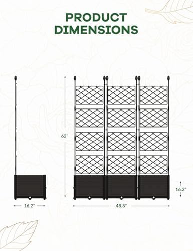 3 PCS Raised Garden Bed with Trellis & Privacy Screen, Outdoor Trellis - Image 3