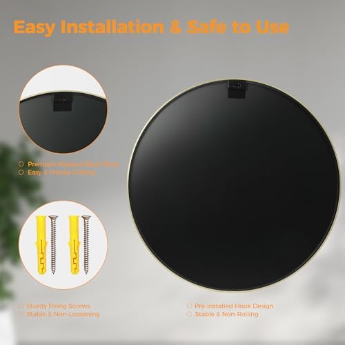 20 Inch Gold Round Bathroom Wall Mirror, Round Mirrors - Image 5