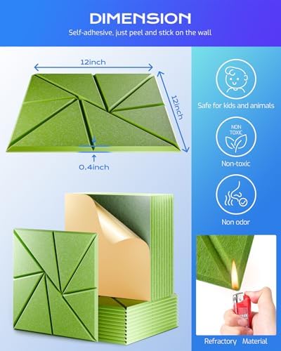 12 Pack Acoustic Panels, Sound Proof Foam Panels - Image 3