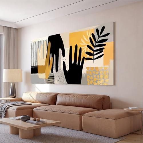 I@U Abstract Boho Wall Art Prints Minimalist Black Yellow Wall Art Decor Modern by IU