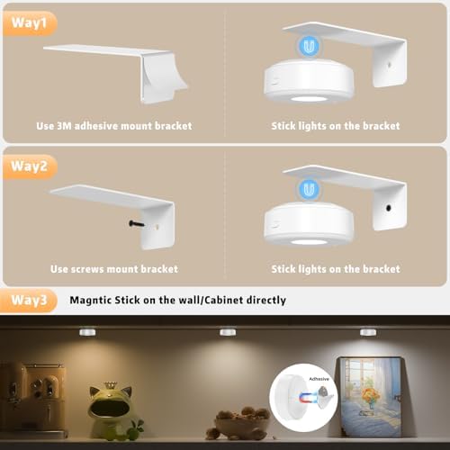 3 Pcs Picture Lights, Rechargeable Battery Operated Dimmable 3-Color Wall Light - Image 3
