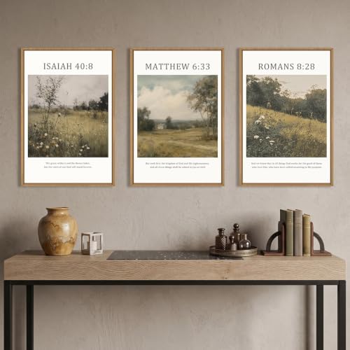 LHIUEM Large Bible Christian Scripture Framed Canvas Wall Art Set, Jesus - Image 2