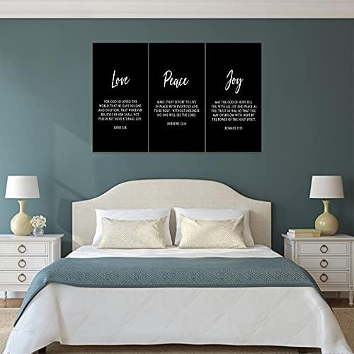 3 Piece Inspirational Wall Art, Quotes "Love Peace Joy" Motivational Canvas Art - Image 3