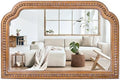 36x24 Inch Farmhouse Arch Wall Mirror Wood Beaded Framed by XGGJWW