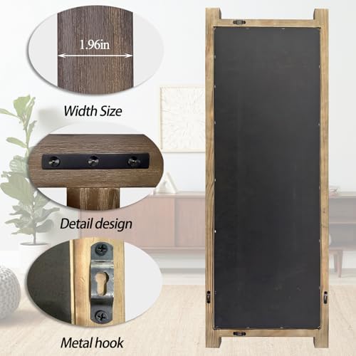 Full Length Mirror with Wood Frame ，60" x 21" Standing Full Body Floor Wall - Image 5