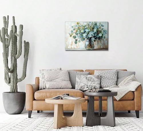 Eucalyptus Flower Vase Canvas Wall Art Sage Green Canvas - Image 6