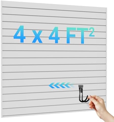 Ezlaino Slatwall, 4ft x 4ft PVC Slat Wall Paneling Garage Wall Organizer by Ezlaino