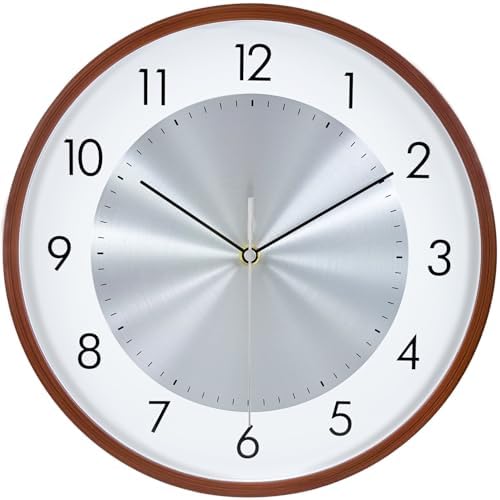 12 Inch Woodgrain Silent Wall Clock, Wall Clocks Battery Operated by MABPEDO
