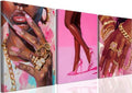 Black Girl Wall Art Set of 3 Pink Fashion Black Woman Canvas Wall Decor by Unknown