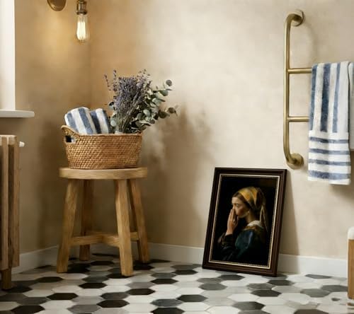 Dark Brown Framed Vintage Funny Bathroom Wall Art Humor Girl - Image 5