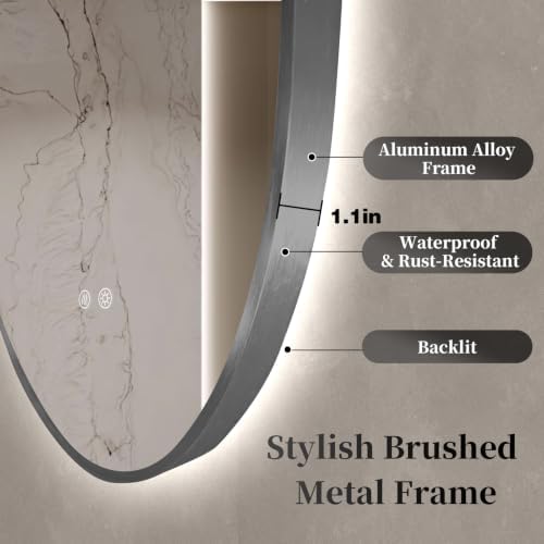 Niccy 28" Round LED Bathroom Backlit Mirror - Image 3