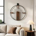 Cuspin 24 Inch Wall Clock for Living Room Decor, Modern Walnut Black Metal by Cuspin