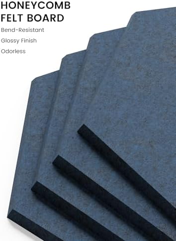 Fluxynara 8-Pack Hexagon Felt Bulletin Board Tiles, Carbon Blue-1 - Image 3