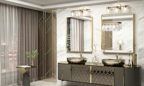 TokeShimi Gold Bathroom Mirror for Wall 30 x 36 Inch Metal Rounded Corner - Image 2
