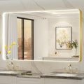 LED Mirror for Bathroom 60X36 Inch Gold Framed by Oerbasz