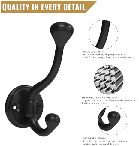 10 Pack wall Hooks for Hanging, Heavy Duty Coat Hook wall Mount, Apply to - Image 4