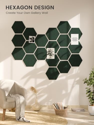 Fluxynara 8-Pack Hexagon Felt Bulletin Board Tiles, Pine Green-1 - Image 7