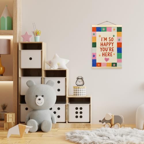 madalo I'm so Happy You're Here Wall Art Poster Hanger Frame, kids Welcome Sign - Image 2