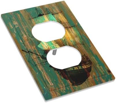 Outlet Covers Rustic Green Wood Grain Sailboat 1 Gang Duplex Light Switch Cover - Image 3