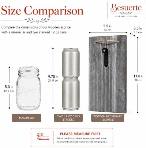 Modern Farmhouse Mason Jar Wall Decor Set of 2, Rustic Grey - Image 4