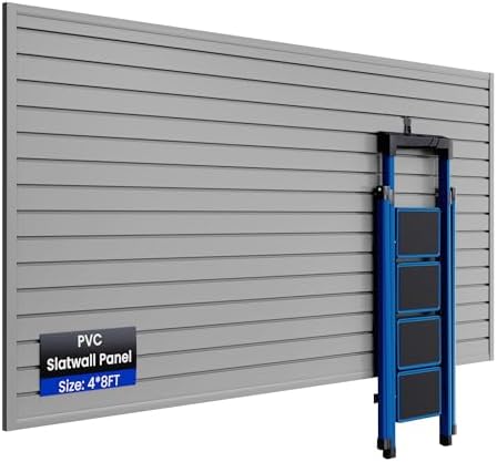 SMARTSTANDARD Heavy Duty PVC Slatwall Panels 4x8 ft, Interlocking Garage Wall by SMARTSTANDARD