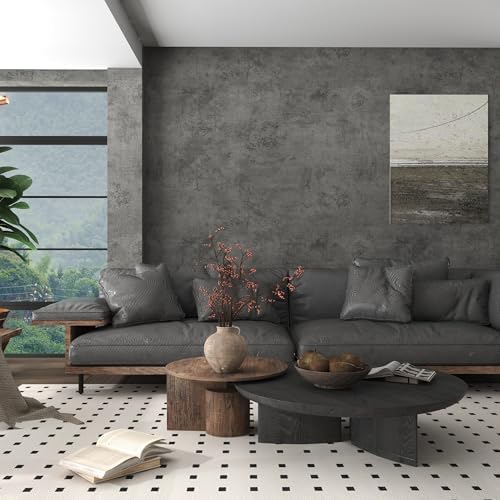 JSEVEM 16"×118" Dark Grey Concrete Contact Paper Self Adhesive Gray Faux Cement - Image 2