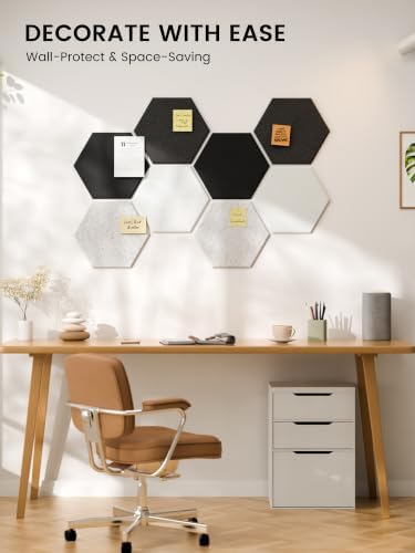 Fluxynara 8-Pack Hexagon Felt Bulletin Board Tiles, Concrete Echo-1 - Image 6