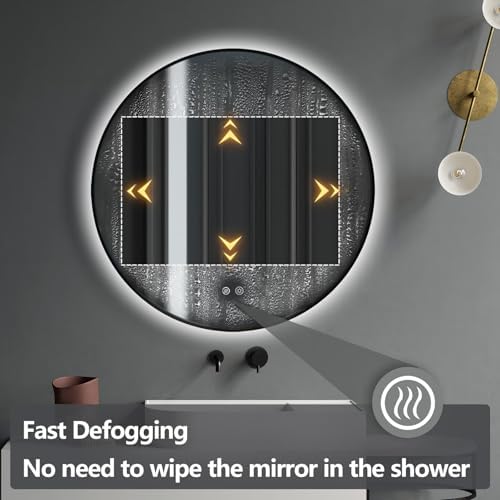 Niccy 28" Round LED Bathroom Backlit Mirror - Image 3
