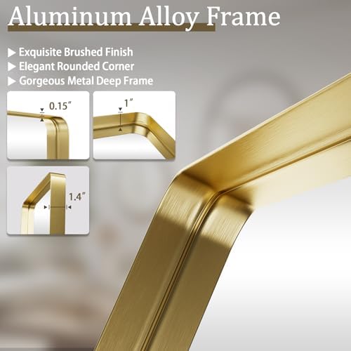 VooBang Bathroom Mirror 20x30 inch, Modern Round Corner Bathroom Vanity Mirror - Image 4