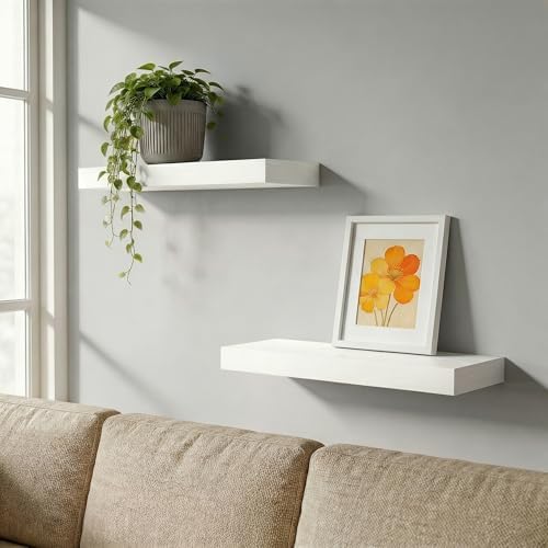 16 in Floating Shelves for Wall Decor Color White, Pack 2 - Image 4