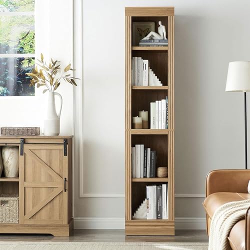 JAHRSTIM Halston Narrow 5-Tier Slim Bookshelf Shelving Unit - Image 2