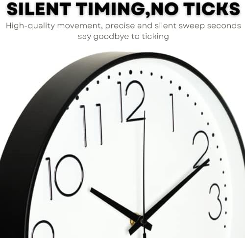 12 Inch Silent Wall Clocks Battery Operated Non-Ticking Round Clock Modern - Image 4